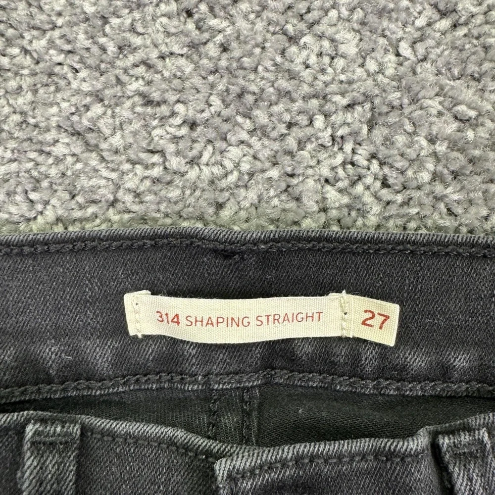 Levis Jeans Womens 27 Black 314 Shaping Straight Mid Rise Denim Charcoal Wash